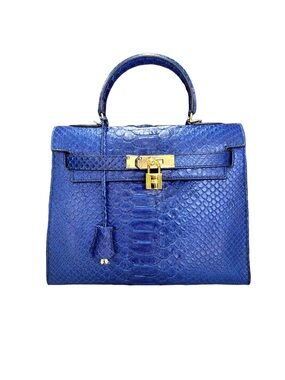 Luxury Royal Blue Python Skin Hand Bag – Handcrafted in Turkey